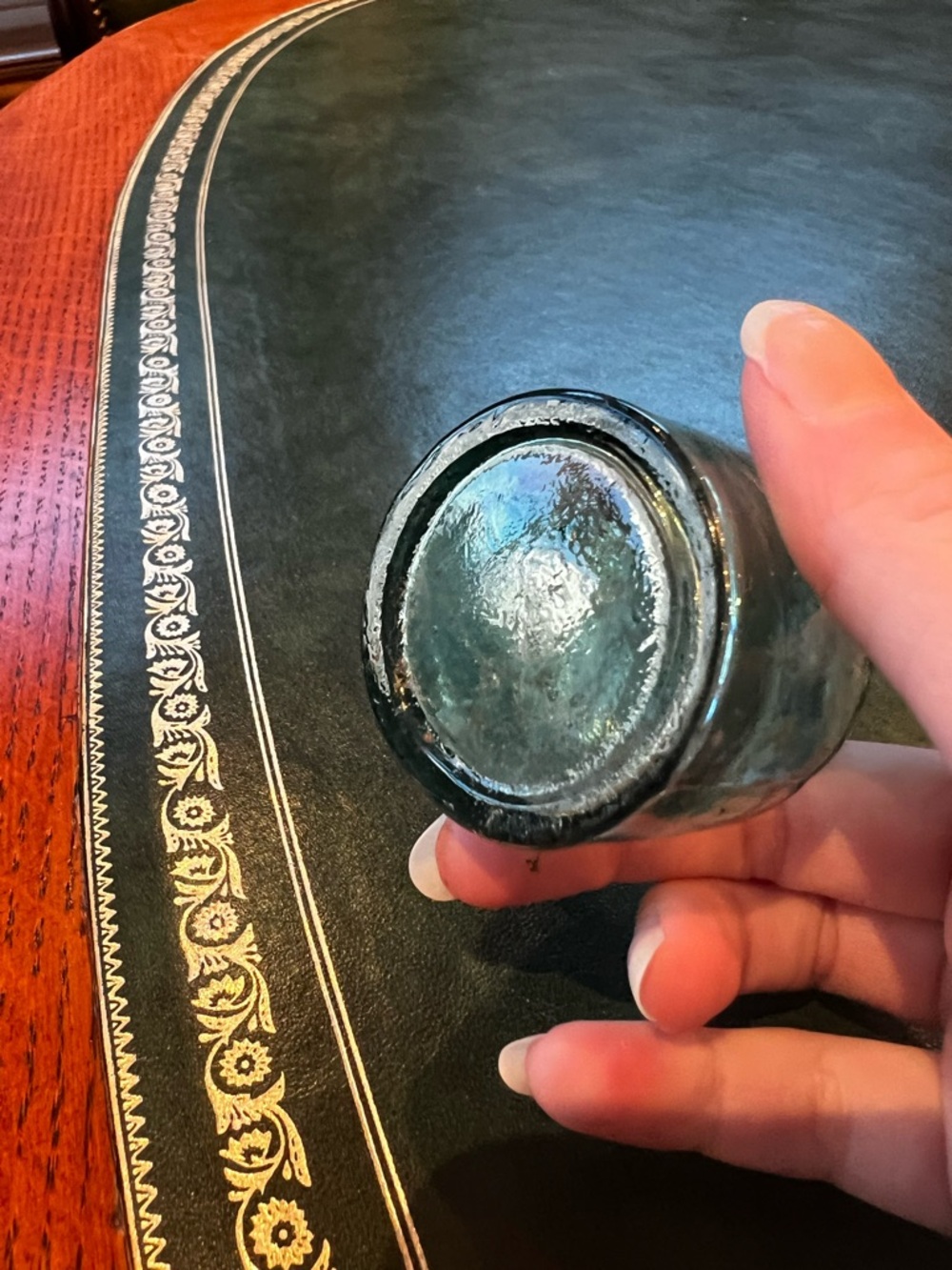 Antique Vintage Victorian Glass Inkwell - Picture 5 of 7